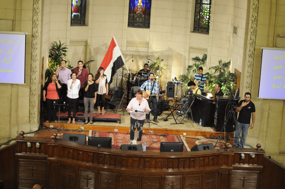 Church service at Kasr El-Dobara Evangelical Church.