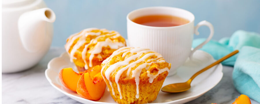 Tea and cake on plate