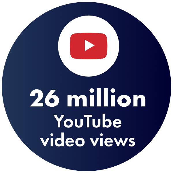 26 million Youtube video views in 2025 26 million Youtube video views in 2025